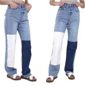 Cello Medium Wash Patchwork Dad Jeans size 9